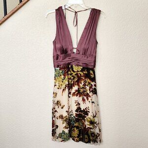 Vintage Single Dress Women's Silk Cocktail  Dress Halter V-Neck Silk Size Small